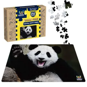 Playful Happy Panda Wooden Jigsaw Puzzle, 252 Pieces