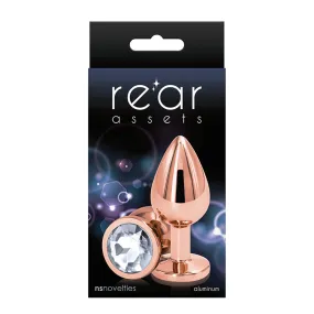 Medium-Sized Clear Rear Assets Rose Gold Butt Plug